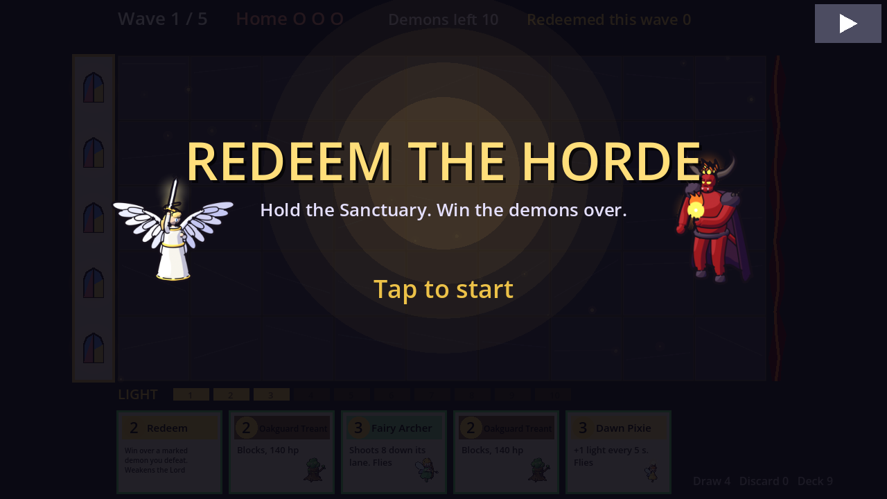 Redeem the Horde title screen: an archangel and the Demon Lord face off